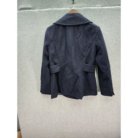 St. Johns Bay Womens Double-Breasted Peacoat Petite Small Navy Blue Wool Blend - Picture 5 of 5